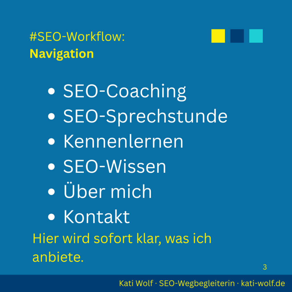 Sprechende Navigation SEO-Coaching: Kati Wolf - SEO-Coaching & SEO-Sparringspartner