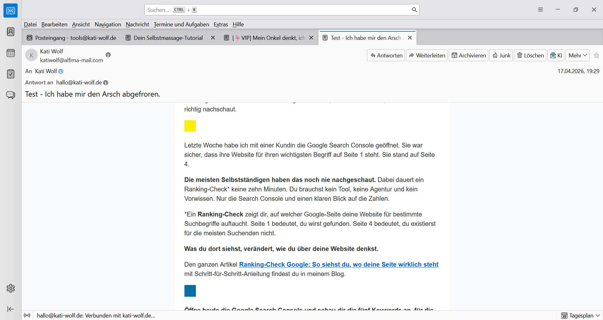 Newsletter: Monatsrückblick April 2026 - Kati Wolf SEO-Coaching & SEO-Sparring